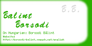 balint borsodi business card
